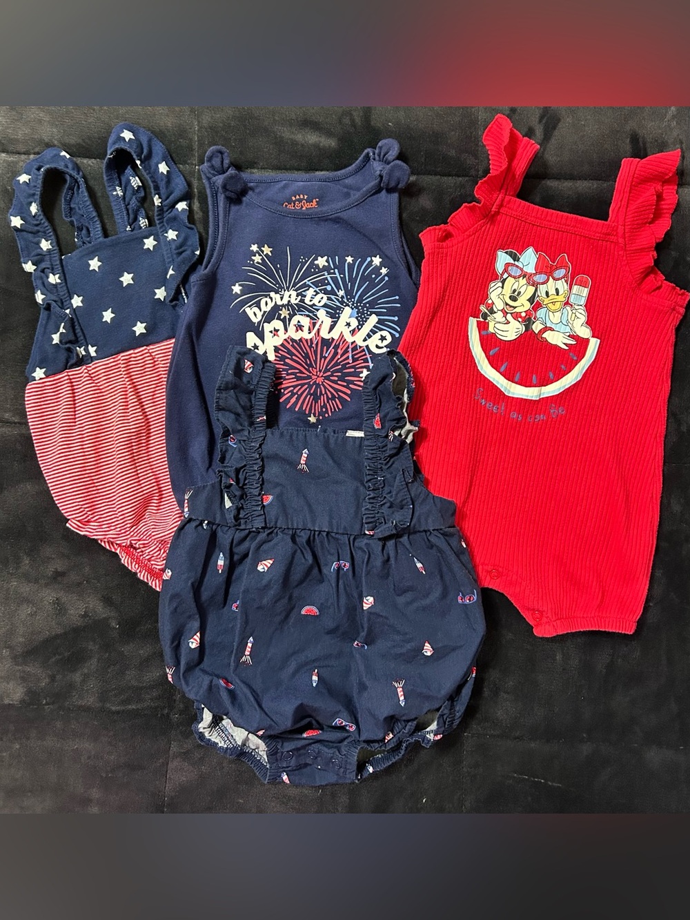 Baby Girls 4th of July/Holiday Rompers 4pc set